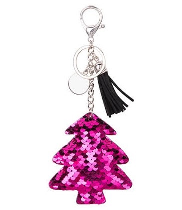 Sequin keychain with round plate for sublimation - christmas tree